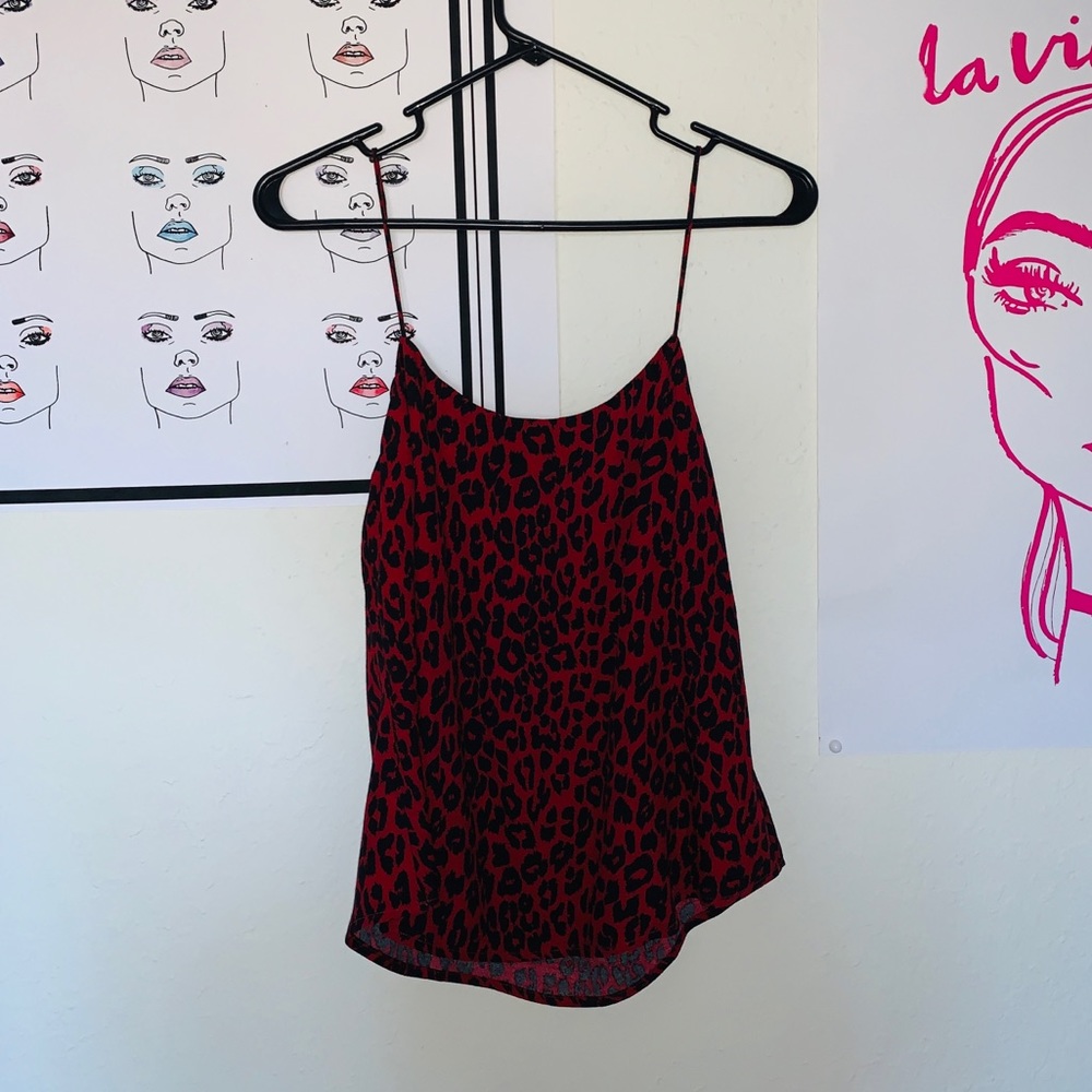 Reformation red and black cheetah silk tank